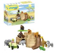 Playmobil 71594 1.2.3: Soigneur avec Animaux de la Savane, avec Un Personnage, des Animaux, Une Grotte et Un Toboggan - Premiers apprentissages, Jouet pour Les Tout-Petits dès 12 Mois
