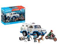 Playmobil Fourgon blindé 71597 – Action Heroes – 3 policiers, voleur à moto, chien – Dès 4 ans