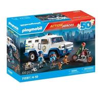 PLAYMOBIL 71597 Fourgon blindé avec convoyeurs de fonds, Action Heroes, Les Policiers, 84 pièces, Dès 4 ans