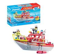 PLAYMOBIL 71598 Bateau de sauvetage et pompiers, Les pompiers, Action Heros, Dès 4 ans