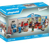 Playmobil 71620 Garage Vespa 60s - Comprend Deux Personnages, Une Vespa, Un Mur de Garage en 2 Parties, Une Plateforme élévatrice Mobile Ainsi Que des Accessoires - Dès 5 Ans