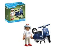 Playmobil 71622 1969 Vespa 150 Sprint Veloce, Bleu - Comprend Un Personnage, Une Vespa, Deux selles, Une Roue de Secours Amovible Ainsi Que des Accessoires - Dès 5 Ans