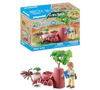 Playmobil 71627 Rocher avec araignée géante - Wiltopia - Comprend Un Personnage, Un Rocher avec Fonction catapulte, Une Tarentule, Deux Petites araignées Ainsi Que des Accessoires - Dès 4 Ans