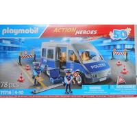PLAYMOBIL 71716 - Bus de police avec barrage routier Edeka Action Heroes