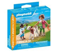 PLAYMOBIL 71803 Fermière et enfant avec veau, Duo Pack, Country La vie à la ferme, Dès 4 ans