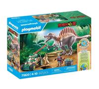PLAYMOBIL 71820 Spinosaure, chercheur et véhicule à grue pivotante, Dinos, 60 pièces, Dès 4 ans