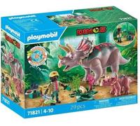 PLAYMOBIL 71821 Tricératops avec bébé et explorateur, Dinos, 29 pieces, Des 4 ans