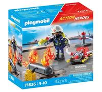 Playmobil Action Heroes 71826 Pompier pompe à eau & réservoir enflammé Multicolore G