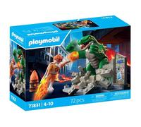 Playmobil | Heroes | Tour des héros Showdown avec Le lézard géant | Jouet à partir de 4 Ans | Cadeau pour Enfants | avec lézard géant Mobile et Mur franchissable | 71831