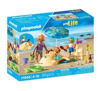 Playmobil 71906 Famille jouant dans le sable à la plage, My Life Vacances à la plage, 46 pièces, dès 4 ans