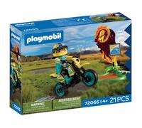 Playmobil – Moto de Motocross 72065 – Rampe de saut, 21 pièces, Bleu – Dès 4 ans