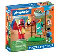 Playmobil | Animals & Friends | Zoo Mascotte Perroquet & Enfant | Homme déguisé en Perroquet avec 3 Oiseaux tropicaux| Jouet pour Enfants à partir de 4 Ans | 72074