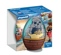 Playmobil 72100 Œuf 2en1 : L'Île aux Pirates, Les Pirates, 34 pièces, Cadeau à Pâques, dès 4 ans