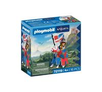 PLAYMOBIL 72119 Chef des Chevaliers du Lion Chevalier et Cheval Blanc Ensemble 16 Pièces Multicolore