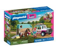 PLAYMOBIL 72129 Véhicule avec remorque à chevaux, I love horses, 71 pièces, Dès 4 ans