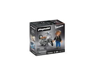 Playmobil 72282 Vespa 80e anniversaire Style Original Set de construction Scooter Argent avec figurine Marron