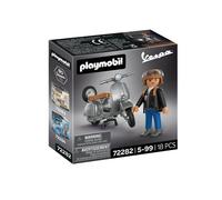 Playmobil – Vespa 80e Anniversaire – Édition rétro argenté avec figurine, casque et autocollants
