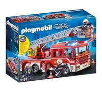 Playmobil 9463 Camion de Pompiers avec échelle pivotante - City Action - avec Trois Personnages, Un véhicule avec échelle télescopique, Module Lumineux et sonore - Intervention de Secours - Dès 4 Ans