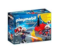 Playmobil 9468 Pompiers avec matériel d'incendie - City Action - avec Deux Personnages, Une Pompe à Incendie, Une Hache et des Casques - Intervention de secourisme - Dès 4 Ans
