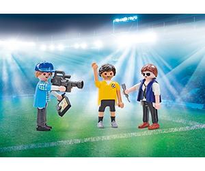 Playmobil - 9825 - Joueur de Foot Interview avec Journalistes - Emballage Plastique, Pas de boîte