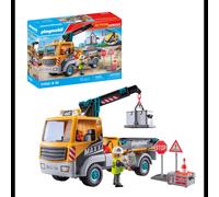 Playmobil Action 71750 Camion Grue avec Figurine et Accessoires - Plastique Multicolore - 4-10 ans - 12 pièces - Dimensions Emballage 120x59x160mm