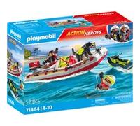PLAYMOBIL 71464 Bateau de pompier et scooter des mers - Action Hereos - Les pompiers - Dès 4 ans