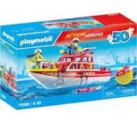 Playmobil Action Heroes 71598 – Bateau de sauvetage et pompiers – Spécial 50 ans