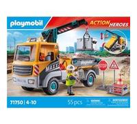 Playmobil | Action Heroes | Camion de Chantier avec Grue | Jouet pour Enfants | Set de Construction | Jouet pour Enfants à partir de 4 Ans | 71750