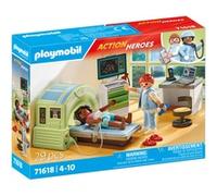 Playmobil 71618 Scanner médical avec patiente - Action Heroes - Comprend Deux Personnages, Un Appareil équipé d'un écran et d'une sonde à ultrasons, Ainsi Que des Accessoires - Dès 4 Ans