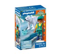 Playmobil Jouet 72090 – Zoo : Ours polaire articulé et gardien de zoo – Accessoires – Dès 4 ans