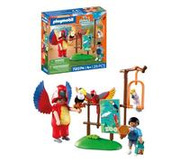 Playmobil | Animals & Friends | Zoo Mascotte Perroquet & Enfant | Homme déguisé en Perroquet avec 3 Oiseaux tropicaux| Jouet pour Enfants à partir de 4 Ans | 72074