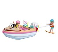 Playmobil, Barbie, Bateau d’Aventure, Bateau Rapide avec Barbie et Ken, Action de Wakeboard et de Snorkeling pour Enfants, Jouet Aquatique, pour Enfants à partir de 4 Ans, 72122