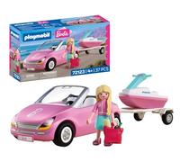 PLAYMOBIL Barbie Cabrio - 72123 - Cabriolet avec remorque et Jet Ski - Aventure d'été avec Barbie sur la côte Malibu - Plaisir du véhicule et de l'eau - Kit de Jeu créatif pour Enfants à partir de 4