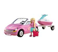 Playmobil Barbie Cabriolet, Décapotable avec remorque et Jet-Ski, Aventures d’été avec Barbie sur la côte de Malibu, Coffret de Jeu créatif pour Enfants à partir de 4 Ans, 72123