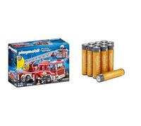 Playmobil Camion Pompiers, échelle/lumière/Son, 5+ Ans, 9463, & Piles AAA Alcalines Amazon Basics 12 pcs, 10 Ans
