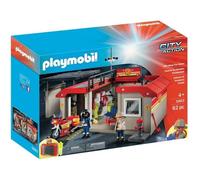 PLAYMOBIL - Caserne de Pompiers Transportable - Les pompiers - Plastique - Mixte