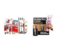 Playmobil Caserne Pompiers, Effets sonores, 4+ Ans, 9462, & Duracell CR123 Lithium 2 pcs