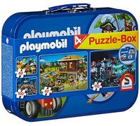 Playmobil CGS_55599 4 Puzzles in a Keepsake Tin, Multicolor