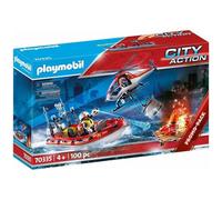 Playmobil City Action 70335 – Brigade de pompiers avec bateau et hélicoptère, dès 4 ans