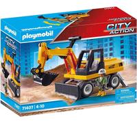 Playmobil 71407 Pelleteuse - City Action - avec Un Bras réglable pour Creuser et Pieds d'appui et Un Personnage - Engin de Chantier pour Les Fans de Construction - Ville & Métiers - Dès 4 Ans