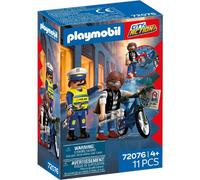 Playmobil Set City Action 72076 Kit de vol de vélo, policier et voleur, 11 pièces, dès 4 ans