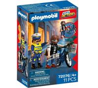 Playmobil Set City Action 72076 Kit de vol de vélo, policier et voleur, 11 pièces, dès 4 ans