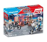 Playmobil 71381 Starter Pack Police - City Action - avec Un Policier, Un Bandit, des Motos et des Accessoires de malfaiteur - Dès 4 Ans