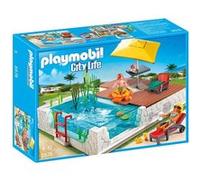 Playmobil City Life - Piscine avec Terrasse - 5575 - Blanc, Bleu et Marron