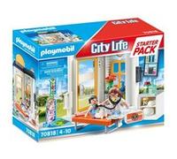 Playmobil 70818 Starter Pack Cabinet de pédiatre - City Life - avec Deux Personnages, Une Table d'auscultation et des Accessoires - L'Hôpital - Coffret découverte idée Cadeau - Dès 4 Ans