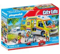 Playmobil Ambulance 71202 – Effets lumineux et sonores, trois personnages, brancard à roulettes