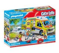 Playmobil Ambulance 71202 – Effets lumineux et sonores, trois personnages, brancard à roulettes