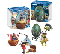 Playmobil Coffret Œufs de Jeu Pirates et Espace | 2 œufs Surprises avec Figurines et Accessoires | Réutilisable comme Tirelire | pour Les Enfants de 4 Ans et Plus | 210447