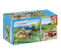 Playmobil Set de jeu Cavaliers avec poneys et carriole 5457 – Anniversaire 40 ans