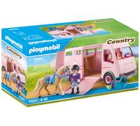 Playmobil 71237 Van avec Cheval - Country - Le Club d'équitation - avec Un Personnage, Un Van, Un Cheval et des Accessoires - Animaux & Nature - Dès 4 Ans